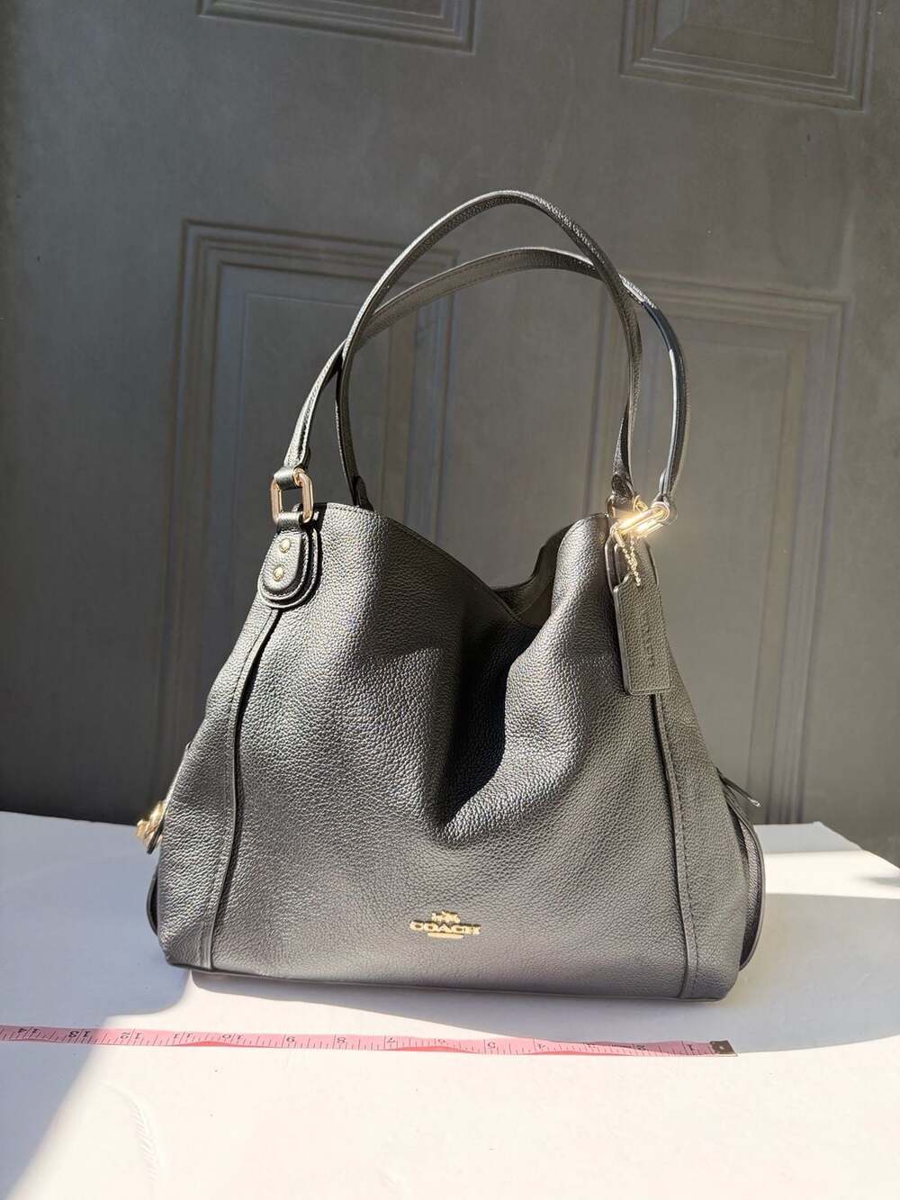 Coach Black Pebbled Leather Shoulder Bag